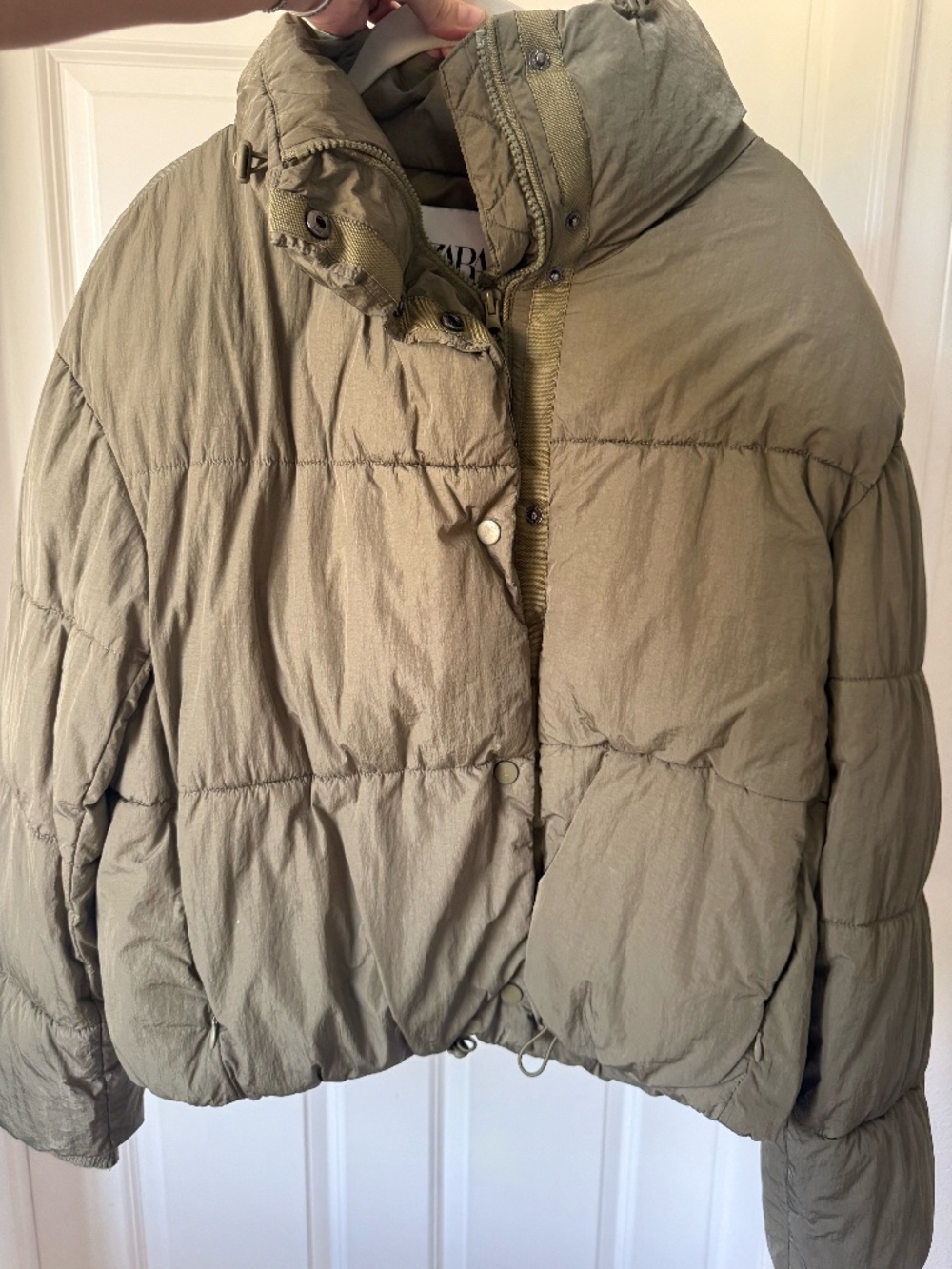Zara Taupe Oversized Puffer Jacket Size M